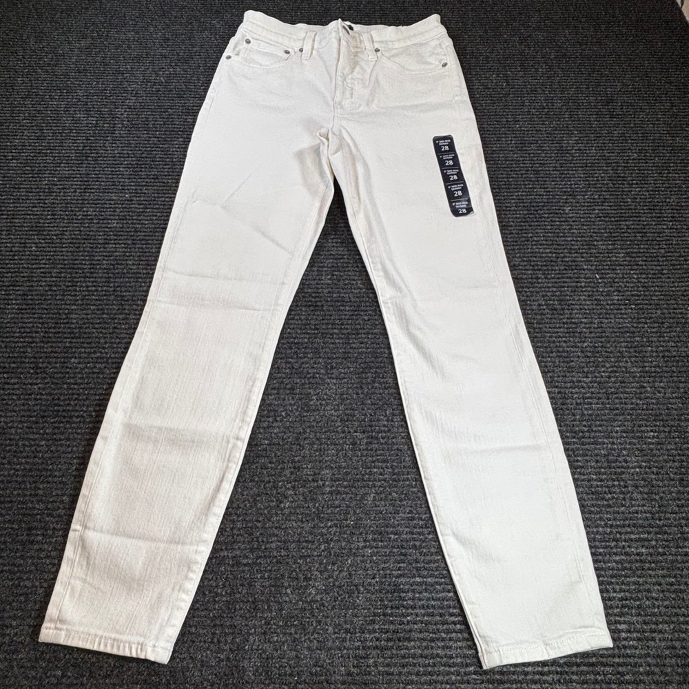 J.Crew 9" Mid-Rise‎ Skinny Jeans White Denim BO929 Womens 28 NWT